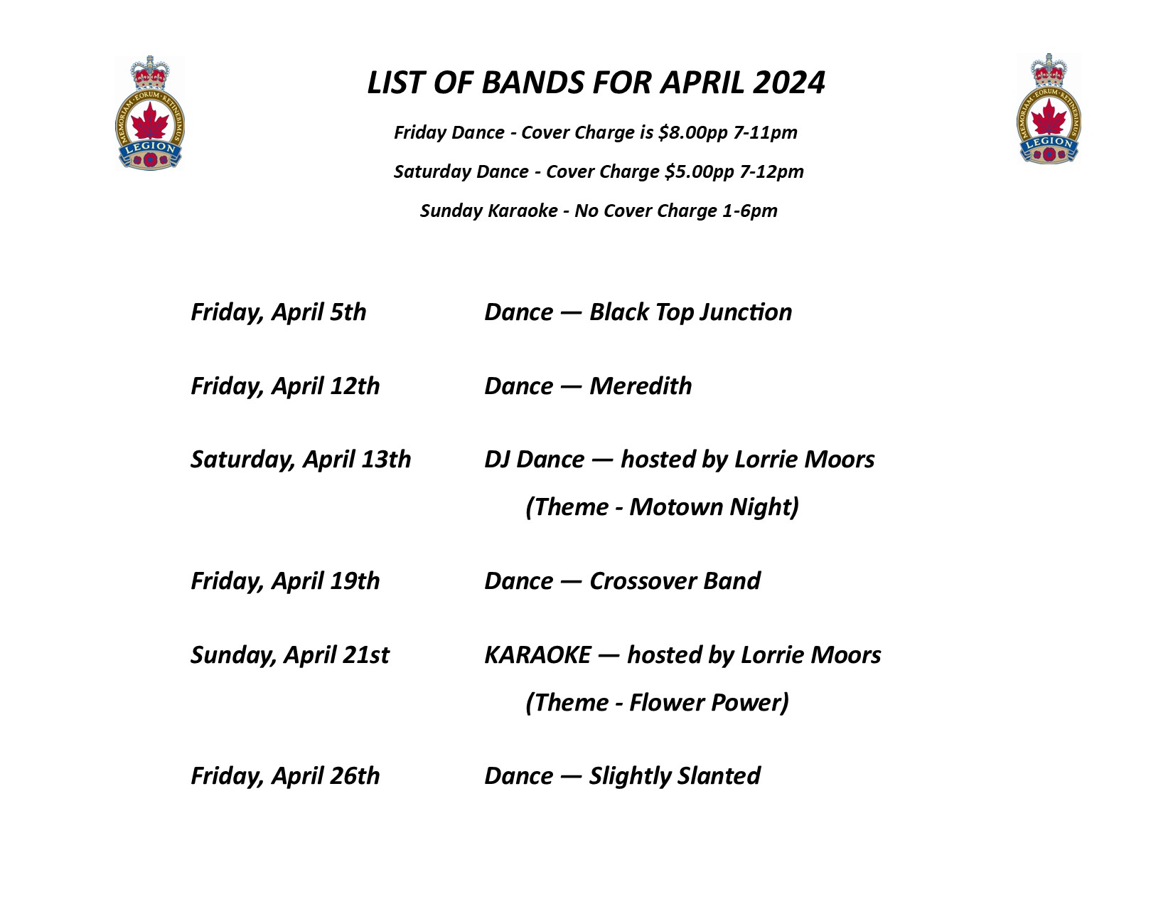 2024 MONTHLY BAND INFO april